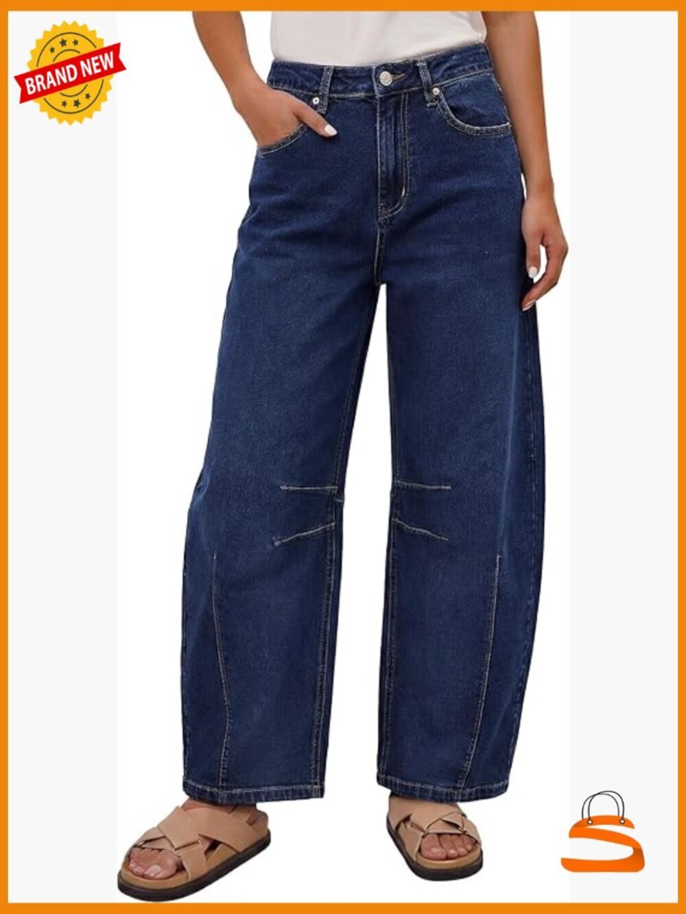 Women's Mid Rise Wide Leg Barrel Jeans - Relaxed Fit Y2K Streetwear